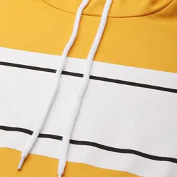 Mast & Harbour Men Yellow & White Striped Hooded Sweatshirt image 2
