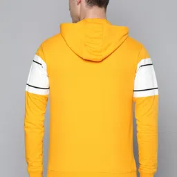 Mast & Harbour Men Yellow & White Striped Hooded Sweatshirt image 4