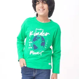 Edheads Kids Green Cotton Printed Full Sleeves T-Shirt-image-81
