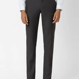 Peter England Elite Grey Slim Fit Self Pattern Trousers-picture-40
