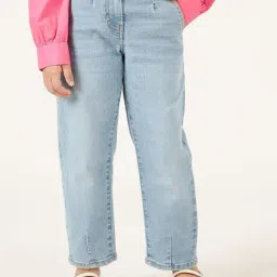 One Friday Girls Blue Regular Fit Washed Jeans-picture-10