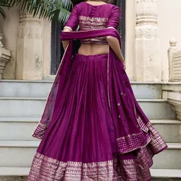 LOOKNBOOK ART Embellished Ready to Wear Lehenga & Unstitched Blouse With Dupatta image 2