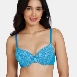 Zivame Blue Printed Medium Coverage Padded T-Shirt Bra-picture-29