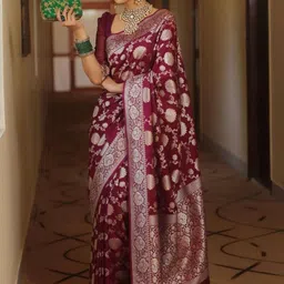 AmiFashion Ethnic Motifs Woven Design Zari Saree image 3