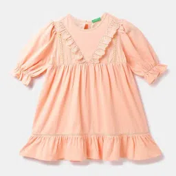 United Colors of Benetton Kids Peach Self Design Dress-picture-21