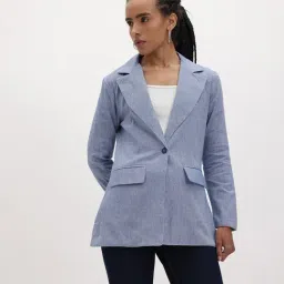 Cottinfab Blue Cotton Blazer-image-27