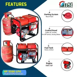HPM Petrol and LPG 10.9 Amp Recoil Start Portable Generator 2.8 kVA Maximum Output, HP-3500-LPG image 2