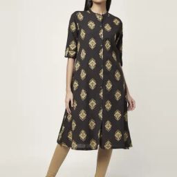 Rangmanch by Pantaloons Brown Cotton Printed A Line Kurta-picture-12
