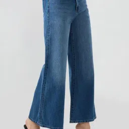 Spykar Mid Blue Solid Loose Fit High Rise Jeans image 3