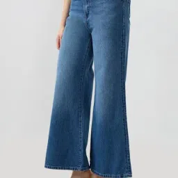 Spykar Mid Blue Solid Loose Fit High Rise Jeans image 4