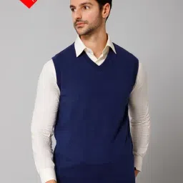 Cantabil Royal Blue & Grey Regular Fit Reversible Sweater-picture-24