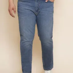 John Pride Dark Blue Regular Fit Lightly Washed Plus Size Jeans-picture-21