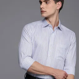 Louis Philippe Men Pure Cotton Classic Fit Opaque Striped Formal Shirt-picture-24