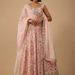 DIVASTRI Embroidered Sequinned Semi-Stitched Lehenga & Unstitched Blouse With Dupatta-image-29