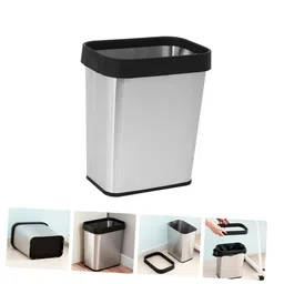 Amosfun Rectangular Trash Can Rubbish Bucket Kids Room Decor Trash Bin Waste Container Waste Paper Basket Waste Bin Trash Can Dispenser Trash Holder Trash Rack Car Office Stainless Steel image 4