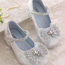Oh! Pair Ballerina with Velcro Closure Butterfly Applique - Silver-picture-11