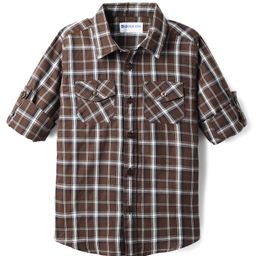 kookie kids india Kookie Kids Cotton Woven Full Sleeves Shirt With Checks - Brown-picture-26