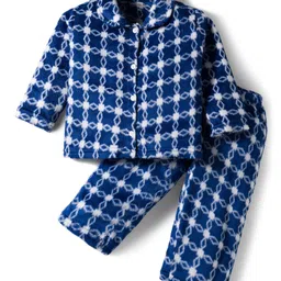 Kanvin Full Sleeves Knit Full Sleeves Co-ord Winter Night Suit With Floral Design - Navy Blue-picture-27