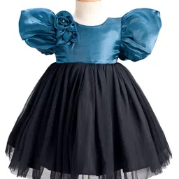 Enfance Half Balloon Sleeves Floral Applique Detailed Knee Length Dress - Rama Green-picture-21