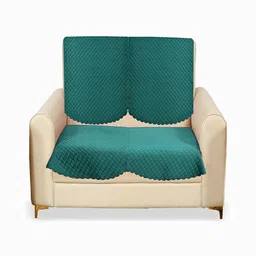 Fashion Throw Teal Solid Velvet 2 Piece Sofa Cover-picture-23