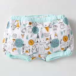 OHMS Interlock Knit Bloomers Striped & Animals Print Pack Of 5 - Pink Yellow & Blue image 2