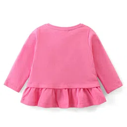 Simply Single Jersey Knit Full Sleeves Top & Lounge Pants Set With Unicorn Print - Pink image 3