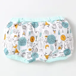 OHMS Interlock Knit Bloomers Striped & Animals Print Pack Of 5 - Pink Yellow & Blue image 3