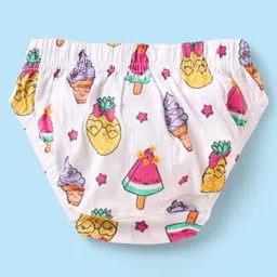 Babyhug 100% Cotton Single Jersey Knit Panties With Heart & Tropical Theme Print Pack Of 3 - White Purple & Pink image 3