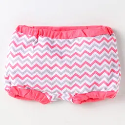 OHMS Interlock Knit Bloomers Striped & Animals Print Pack Of 5 - Pink Yellow & Blue image 4