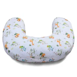 Bonfino Premium Organic Cotton C Shape Feeding Pillow African Safari Print - Green & White| Maintain Feeding Posture| Versatile Use| Delicate on Baby Skin| Washable Cover| Sitting Aid for Toddlers image 4