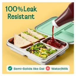 Basil Stainless Steel 3 Compartment Bento Neo Lunch Box for Kids, Easy to Open/Close - Super Swoosh image 4