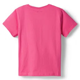 kookie kids india Kookie Kids Single Jersey Knit Half Sleeves Night Suit With Text & Star Print - Pink image 3