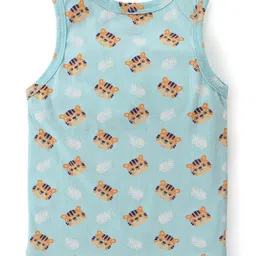 Babyhug 100% Cotton Knit Sleeveless Vests with Animal Print & Stripes Pattern Pack of 3 - Multicolor image 5