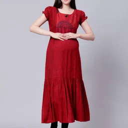 CEE-18 Tiered A-Line Maternity Ethnic Dress image 1