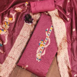 Rangtulika Ethnics Jacquard Floral Woven Design Zari Unstitched Dress Material-image-9