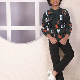 Crimsoune Club Boys Typography Printed Round Neck Pullover Sweater image 2