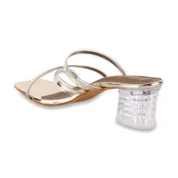 The White Pole Women's Golden Casual Sandals image 5