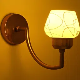 SOMIL Yellow & White Printed Glass Cylinder Shaped Wall Lamp-picture-35