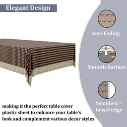 RUBOXA Brown Geometric Printed 8-Seater Table Cover image 2