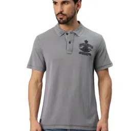 Royal Enfield Vintage Voyage Charcoal Regular Fit Printed Polo T-Shirt-image-76