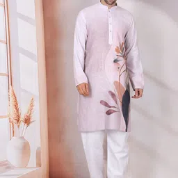 KRAFT INDIA Men Floral Printed Thread Work Kurta image 4