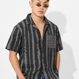 The Souled Store Men Cuban Collar Abstract Printed Cotton Casual Shirt image 2