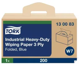 Tork Industrial Heavy-Duty Wiping Rolled Blue Paper Towel 324x385mm 3-Ply 200 Sheets, 130083-picture-20