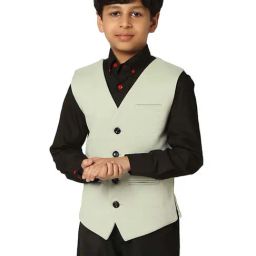 TAHVO Kids Pista Green Slim Fit Waistcoat-picture-26