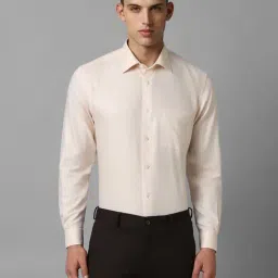 Louis Philippe Permapress Yellow Cotton Regular Fit Shirt-image-47