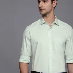 Louis Philippe Men Green Classic Fit Permapress Pure Cotton Formal Shirt-picture-12