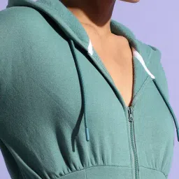 Campus Sutra Green Cotton Regular Fit A Line Dress image 4