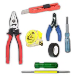 Fadman Hand Tool Kit Line Tester, Plier, PVC Tape, Measuring Tape, 2 in 1 Screwdriver, Wire Cutter, Utility Cutter-picture-23