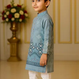 Cae Boys Ethnic Motifs Printed Mandarin Collar Long Sleeves Straight Kurta With Pyjamas image 5