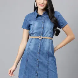 Latin Quarters Blue Shirt Dress-image-95